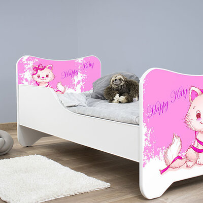 Dečiji krevet sa dušekom i letvicama 140x70 cm Happy kitty 