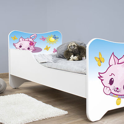 Dečiji krevet sa dušekom i letvicama 140x70 cm Little kitty