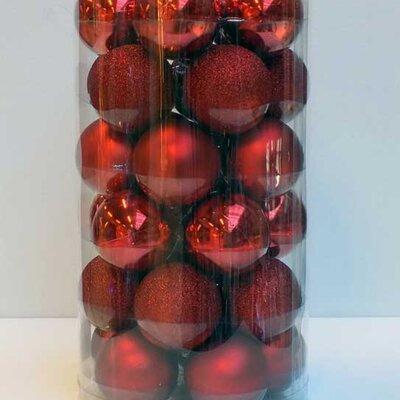 Novogodišnji ukrasi za jelku Kugle Crvene 30 kom. 19014