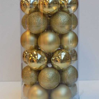Novogodišnji ukrasi za jelku Kugle Zlatne 30 kom. 19014