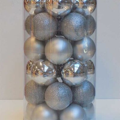 Novogodišnji ukrasi za jelku Kugle Srebrne 30 kom. 19014