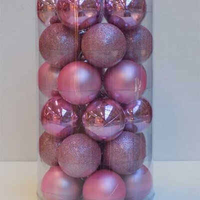 Novogodišnji ukrasi za jelku Kugle Roze 30 kom. 19014