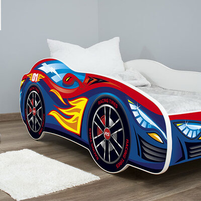 Dečiji krevet sa dušekom i letvicama 140x70 Red-blue car