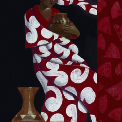 Slika  - Afrička devojka sa grnčarijom 60x80cm JO4046