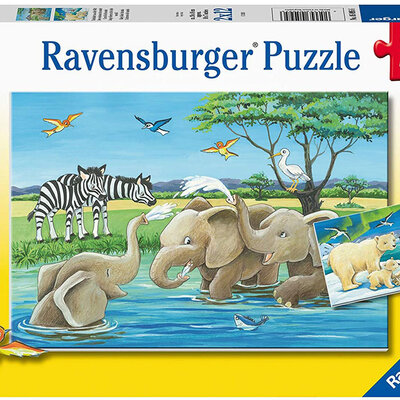 Ravensburger Dečje puzle 2x12 delova - Bebe životinje na safariju 05095