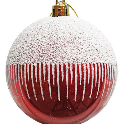 Crveno-beli ukrasi za jelku prečnika 8 cm - 6 komada