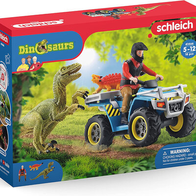 Schleich Figurice Dinosaurusi - Bekstvo kvadom pred velociraptorom 41466