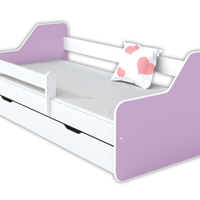 Dečiji krevet sa dušekom, letvicama i fiokom 180x80 Dione, lila 7790 