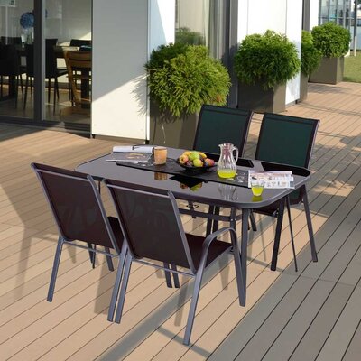 Garnitura Za Terasu i Dvorište Costes 4 Textilen Stolice i Sto sa staklom 