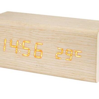 Drveni LED budilnik sa termometrom OC06