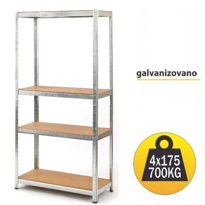 Polica sa 4 visinski podesiva nivoa Nosivost 700kg 180x90x40cm 54538