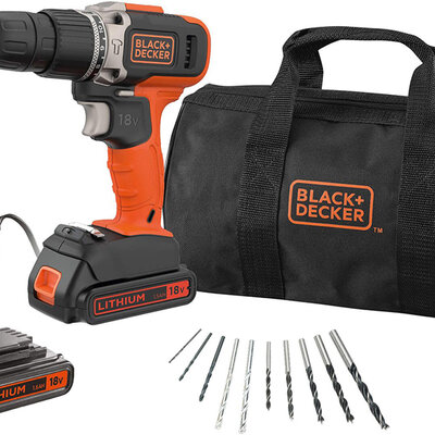 Black+Decker akumulatorska vibraciona bušilica-odvijač + 10-delni set burgija BCD003BA10S