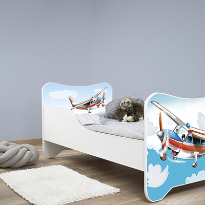 Dečiji krevet sa dušekom i letvicama 160x80cm Happy kitty Plane 7444