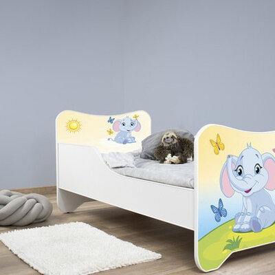Dečiji krevet sa dušekom i letvicama 160x80cm Happy kitty Little elephant 7446
