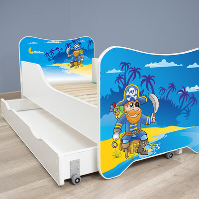 Dečiji krevet sa dušekom, podnicom i fiokom 168x80 cm Happy Kitty Old pirate