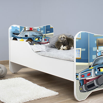 Dečiji krevet sa dušekom i letvicama 160x80 cm Happy kitty Police