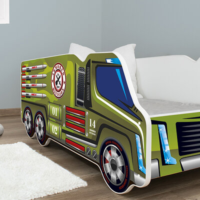 Dečiji krevet sa dušekom i letvicama 140x70 Truck Military