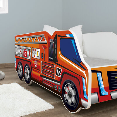 Dečiji krevet sa dušekom i letvicama 140x70 Truck Firetruck