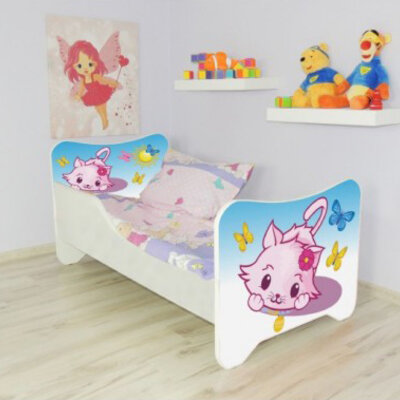 Dečiji krevet sa dušekom i letvicama 160x80 cm Happy kitty Little kitty