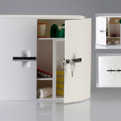 Višenamenski ormarić za kupatilo 095, beli sa zaključavanjem