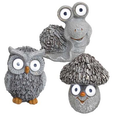 Komplet Tri solarne baštenske lampe Sova Puž i Pečurka