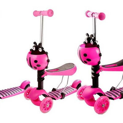 Dečiji trotinet guralica sa sedištem 3u1 Bubamara roze 652