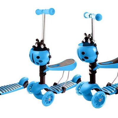Dečiji trotinet guralica sa sedištem 3u1 Bubamara plava 652