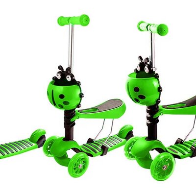 Dečiji trotinet guralica sa sedištem 3u1 Bubamara zelena 652