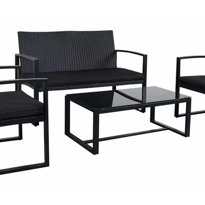 Garnitura od Ratana Biani - 2 Fotelje, Dvosed i Sto sa Staklom