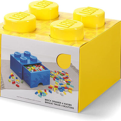 Kutija - fioka za odlaganje LEGO® Kocka 4  25x25x18cm žuta 4005