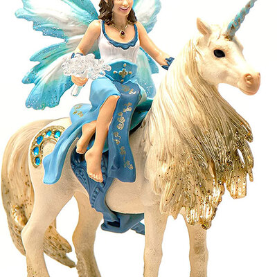 Schleich Bayala figurice - Vila Ejela jaše zlatnog jednoroga 42508