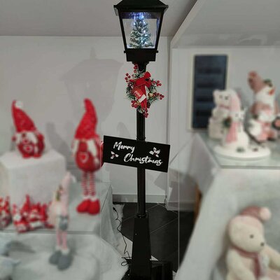 Ulična Novogodišnja Lampa sa Snegom i Melodijama - Black 180 cm