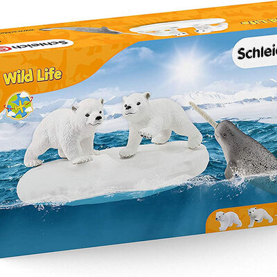 Schleich figurice Divlje životinje - Beli medvedi i narval - Polarna igraonica 42531
