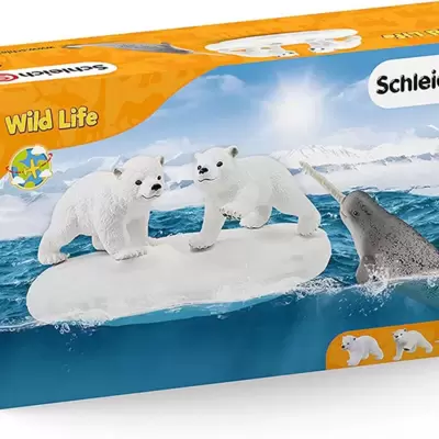 Schleich figurice Divlje životinje - Beli medvedi i narval - Polarna igraonica 42531