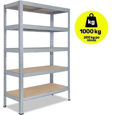 Metalna stalaža sa pet polica Ukupne nosivosti 1000kg 180x150x45cm