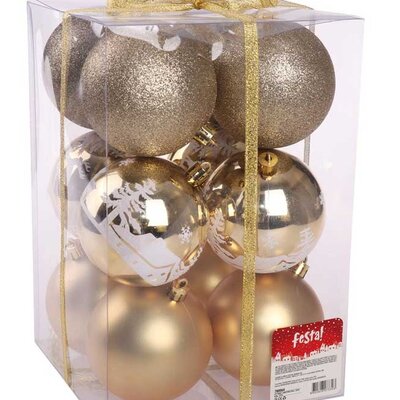 Ukrasi za novogodišnju jelku Kugle Icy Print 8cm 12kom. Zlatne boje