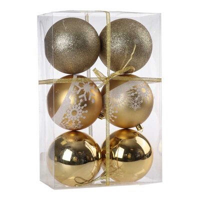Ukrasi za novogodišnju jelku Kugle Icy Print 10cm 6kom. Zlatne