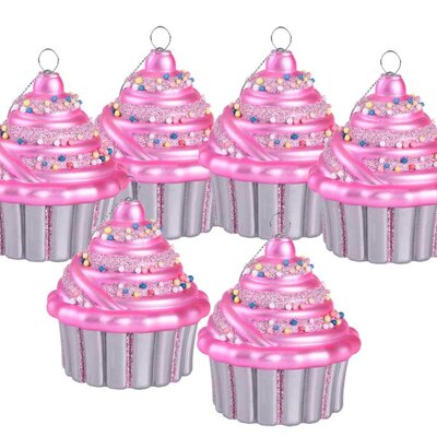 Ukrasi za novogodišnju jelku u obliku mafina 6kom. 7.5cm