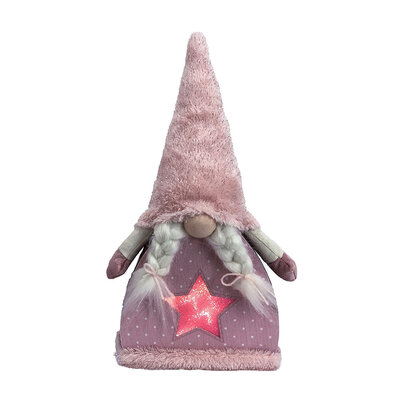 Novogodišnja i božićna dekoracija Roze patuljak sa LED svetlom 41cm