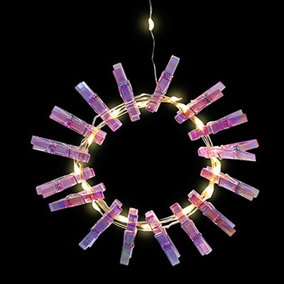Dekoracija za kuću Lampice niz sa klipsom 16LED ljubičasta
