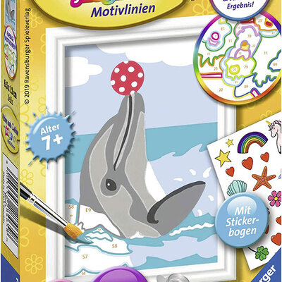 Ravensburger Bojanka po brojevima + akrilne boje Delfin 28465