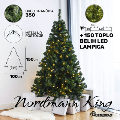 Nordmann King novogodišnja jelka 150cm sa LED lampicama