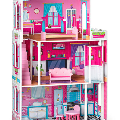 WOODY Kućica za lutke sa liftom i nameštajem 116cm Mirabella  91165