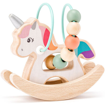 WOODY Didaktička igračka Nizalica sa perlama Jednorog 91974