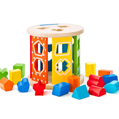 WOODY Edukativna igračka Sorter - Valjak sa oblicima i bojama 91985