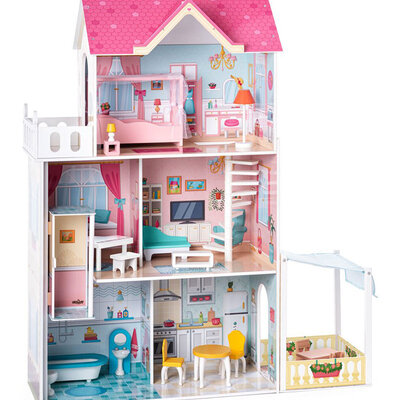 WOODY Kućica za lutke sa nameštajem Malibu New 91333