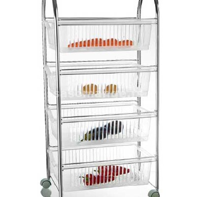 Kuhinjska Polica Sa Točkićima i 4 Korpe KIWA NATURAL 4