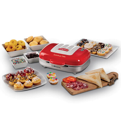 Višenamenski aparat za mafine, krofnice i sendviče Ariete Party Time 1972 crveni