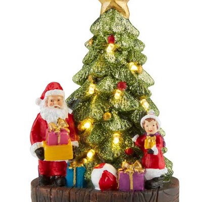 Novogodišnja LED jelka sa Deda Mrazom 16cm