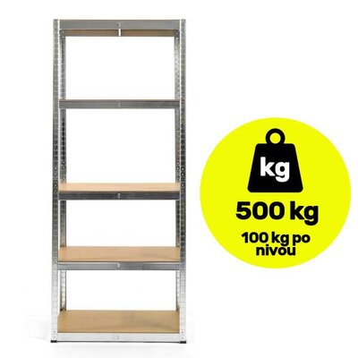 Metalna polica sa pet nivoa za odlaganje Nosivost 500kg 180x75x40cm